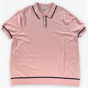 Goodfellow & Co Pink & Navy Trim Knit Polo-Type Short Sleeve Shirt Size XXL